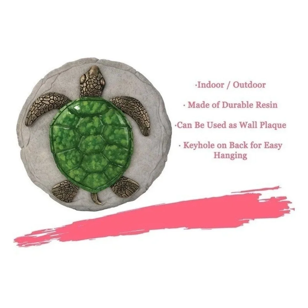Spoontiques‎ Garden Turtle Stepping Stone Decorative Stone Green/Gold